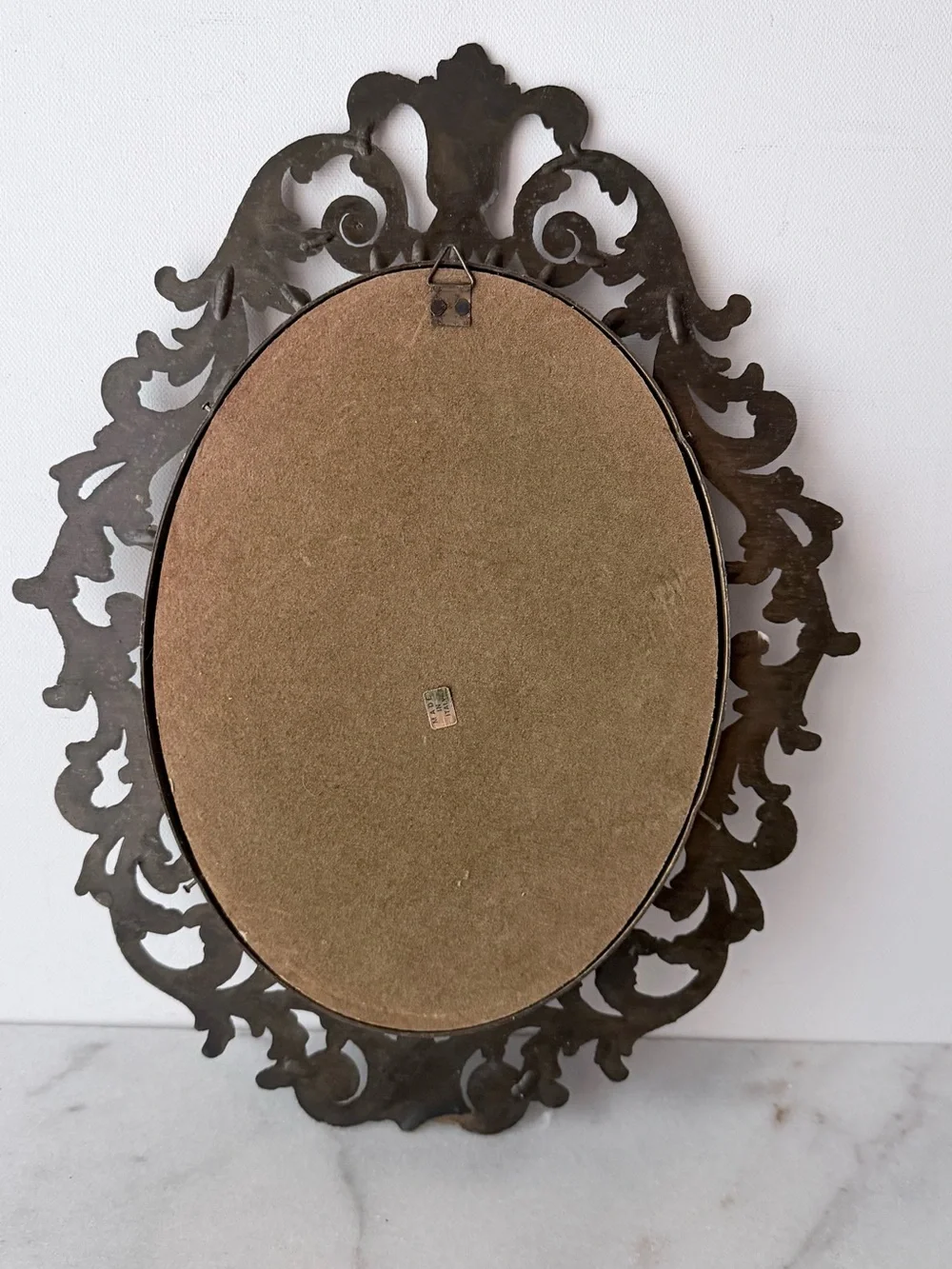 Vintage metal Ornate Oval Floral Wall Art - Multicolor Bouquet Italian frame
